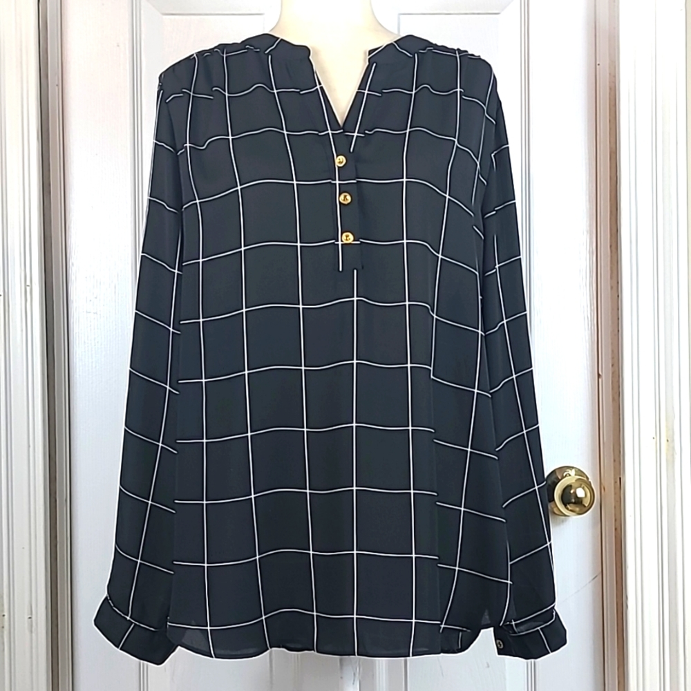 Zac & Rachel Window Pane Print Blouse